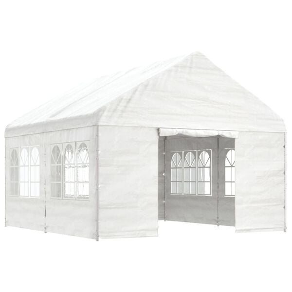 vidaXL Paviljong med tak hvit 4,46x4,08x3,22 m polyetylen