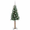 vidaXL Slim juletre med 150 LED gr&oslash;nn 150 cm PVC og Massivt Furu tre
