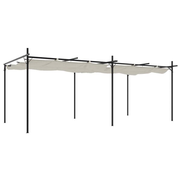 vidaXL Pergola med uttrekkbar tak kremhvit 589x292x230 cm