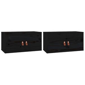 vidaXL Veggskap 2 stk svart 60x30x30 cm heltre furu