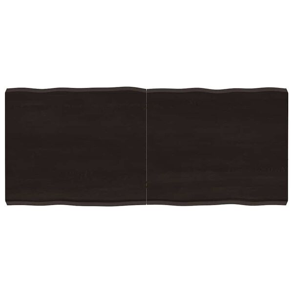 vidaXL Bordplate m&oslash;rkegr&aring; 140x60x6 cm behandlet eik naturlig kant