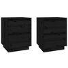 vidaXL Nattbord 2 stk svart 40x35x50 heltre furu