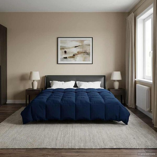 vidaXL Vinter Dynen Quilted M&oslash;rkebl&aring; 200 x 220 cm Mikrofiber