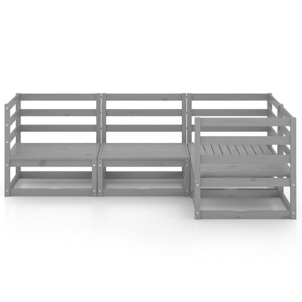 vidaXL Hagesofagruppe 4 deler heltre furu grå