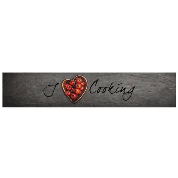 vidaXL Kjøkkenteppe vaskbar Cooking tekst 60x300 cm fløyel