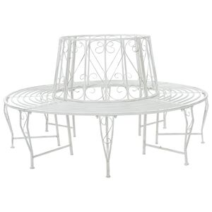 vidaXL Trebens 8-Antall seter &Oslash; 160 x 89 cm St&aring;l Antikk hvit Rund