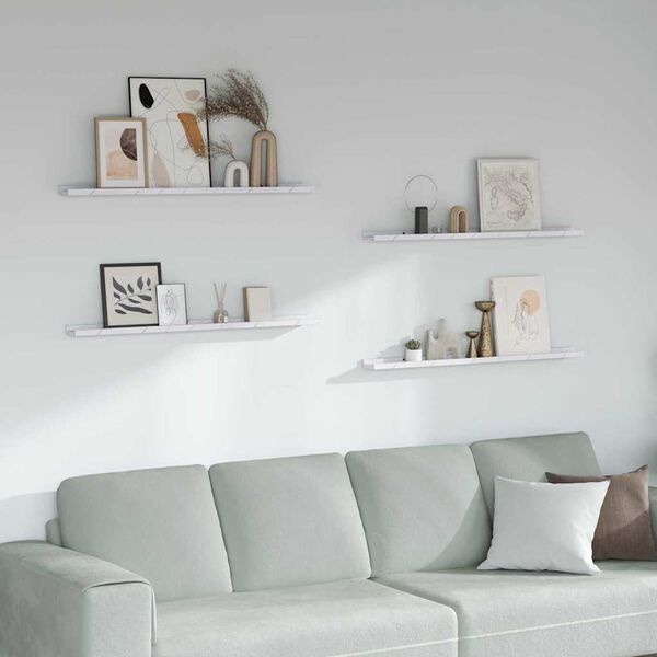 vidaXL Vegghylle 4 pcs Hvit marmor 100 x 9 x 3 cm Konstruert tre