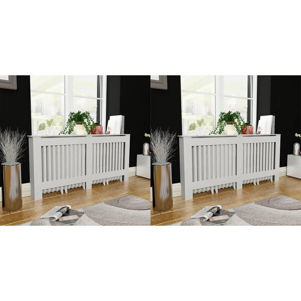 vidaXL Radiatordeksler 2 stk hvit MDF 172 cm