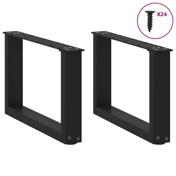 vidaXL Salongbordben U-formet 2 stk svart 50x(30-31) cm st&aring;l