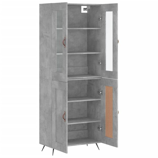 vidaXL Highboard betonggr&aring; 69,5x34x180 cm konstruert tre