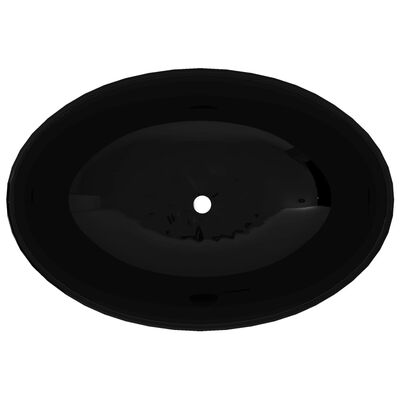 vidaXL Luksusservant keramisk oval svart 40 x 33 cm