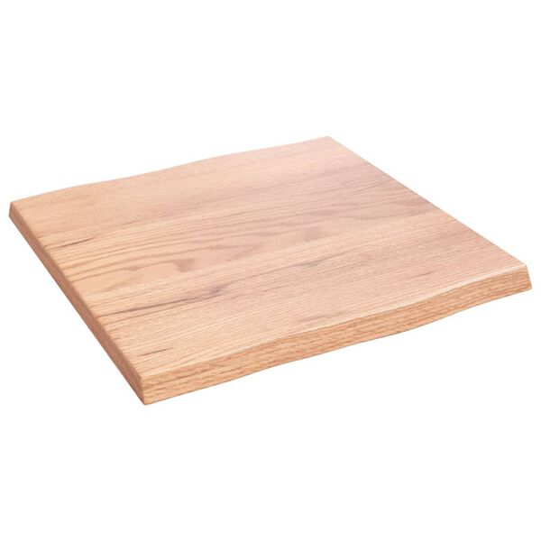 vidaXL Bordplate lysebrun 40x40x2cm behandlet heltre eik naturlig kant