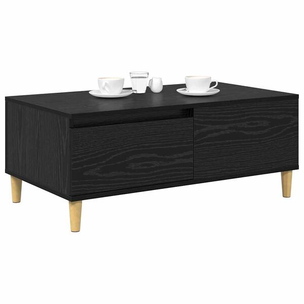 vidaXL Kaffebord med skuff Svart Eik 90 x 50 x 35 cm Konstruert tre