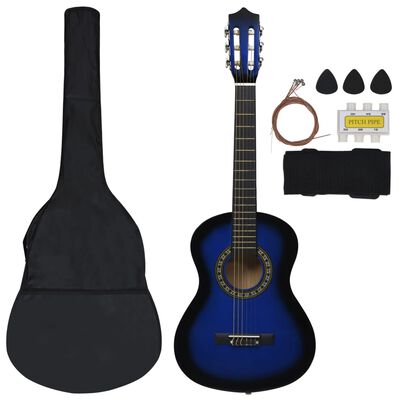vidaXL Klassisk gitar 8-delers sett for nybegynnere 1/2 34" blå