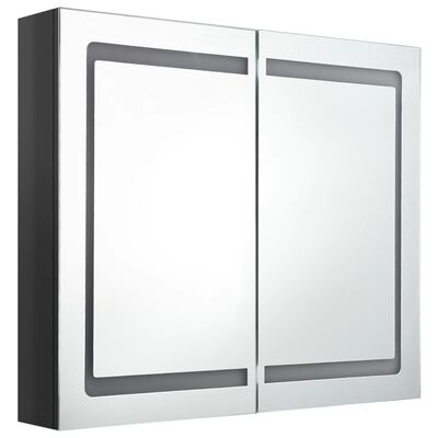 vidaXL LED-speilskap til bad blank svart 80x12x68 cm