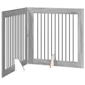 vidaXL Foldbar hundegitter med stativer 2 stk. Gr&aring; Sonoma 200,5 cm