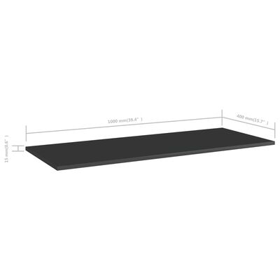 vidaXL Hylleplater 4 stk høyglans svart 100x40x1,5 cm sponplate