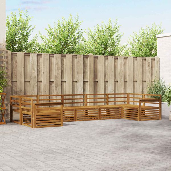 vidaXL Sofasett 7 pcs Naturlig Solid akasietre