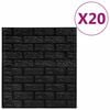 vidaXL 3D-tapet murstein selvklebende 20 stk svart