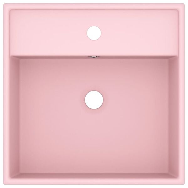 vidaXL Luksuriøs servant overløp firkantet matt rosa 41x41 cm keramisk
