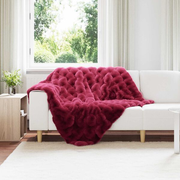 vidaXL Faux kaninullteppe 4 pcs Bordeaux Rød 130 x 150 cm Polyester