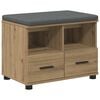 vidaXL Sko benk med pute Artisan eik 60 x 38 x 46 cm Konstruert tre