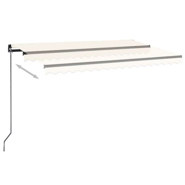 vidaXL Manuell uttrekkbar markise med LED 450x300 cm kremhvit