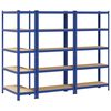 vidaXL Oppbevaringshyller 5 lag 3 stk blå stål og konstruert tre