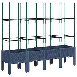 vidaXL Plantekasse med espalier bl&aring;gr&aring; 160x40x142,5 cm PP