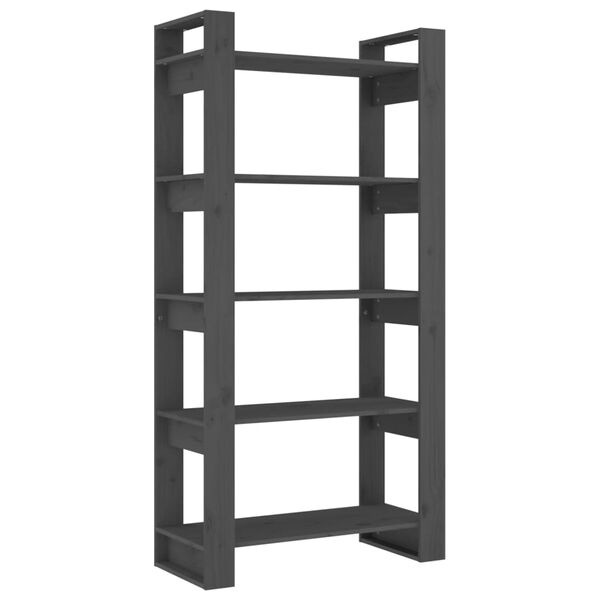 vidaXL Bokhylle/romdeler gr&aring; 41x35x125 cm heltre furu