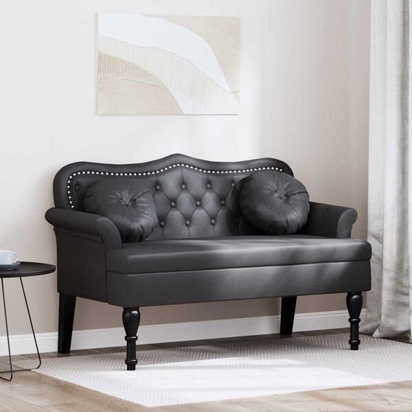 vidaXL Chesterfield Benk med pute Svart 120,5 x 65 x 75 cm Kunstlær