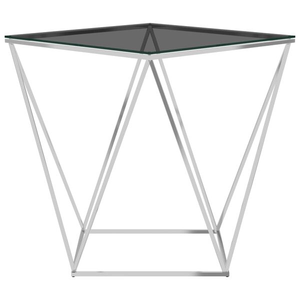vidaXL Salongbord sølv og svart 50x50x55 cm rustfritt stål