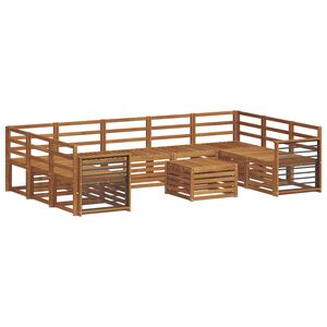 vidaXL Sofasett 10 pcs Naturlig Solid akasietre