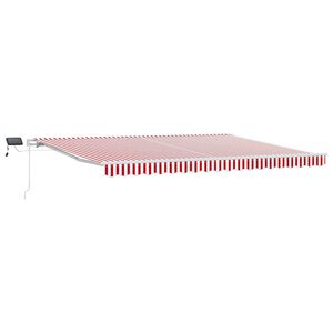 vidaXL Uttrekkbar markise R&oslash;d og Hvit 450 &times; 300 cm Stoff og Aluminium