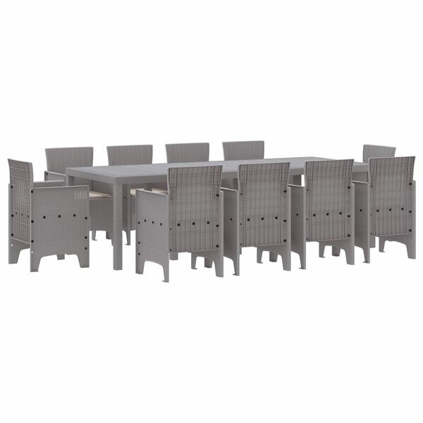 vidaXL Hage Spisegruppe 11 pcs Lysegr&aring; Polypropen