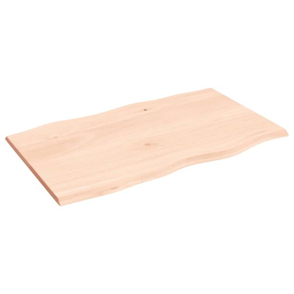 vidaXL Bordplate 100x60x2 cm ubehandlet heltre eik naturlig kant