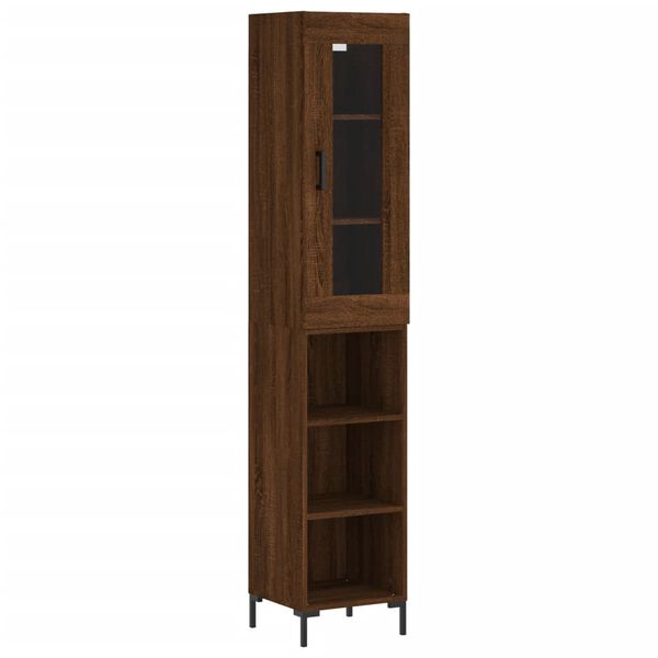 vidaXL Highboard brun eik 34,5x34x180 cm konstruert tre