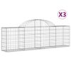 vidaXL Gabionkurver buede 3 stk 200x30x60/80 cm galvanisert jern