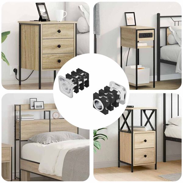 vidaXL Gjenget r&oslash;rsett 2 pcs Svart og s&oslash;lv 15,8 x 15,8 x 22,5 mm