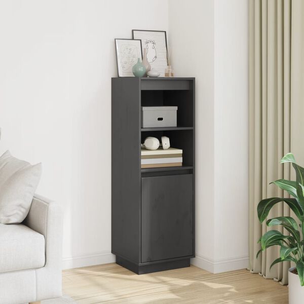 vidaXL Highboard grå 37x34x110 cm heltre furu