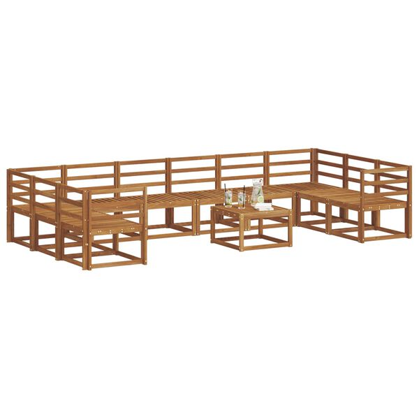 vidaXL Utend&oslash;rs sofa-sett 11 pcs Naturlig Solid akasietre