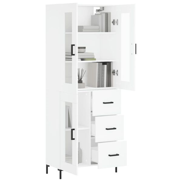 vidaXL Highboard hvit 69,5x34x180 cm konstruert tre