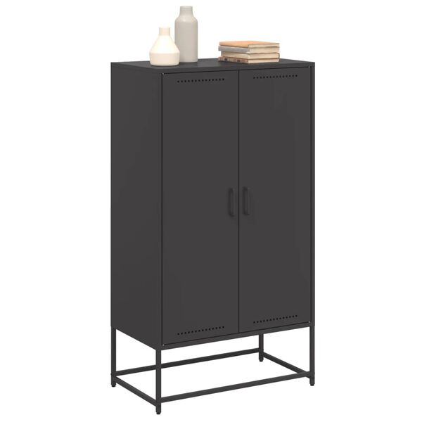 vidaXL Highboard svart 68,5x38,5x123,5 cm stål