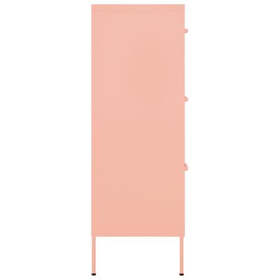 vidaXL Kommode rosa 80x35x101,5 cm stål