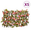 vidaXL Utvidbart espalier med kunstig ef&oslash;y 5 stk m&oslash;rkerosa 180x30 cm