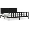 vidaXL Sengeramme med hodegavl svart 200x200 cm heltre