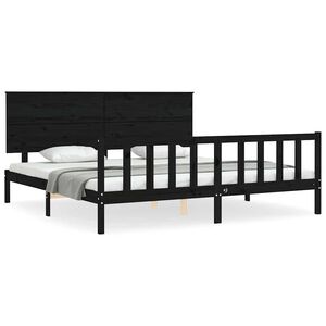 vidaXL Sengeramme med hodegavl svart 200x200 cm heltre