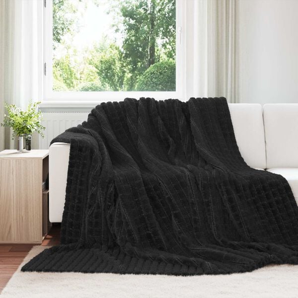 vidaXL Kastepledd 6 pcs Svart 240 x 220 cm Fleece