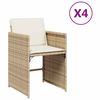 vidaXL Hagestoler med puter 4 stk beige polyrotting