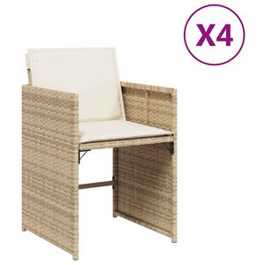 vidaXL Hagestoler med puter 4 stk beige polyrotting